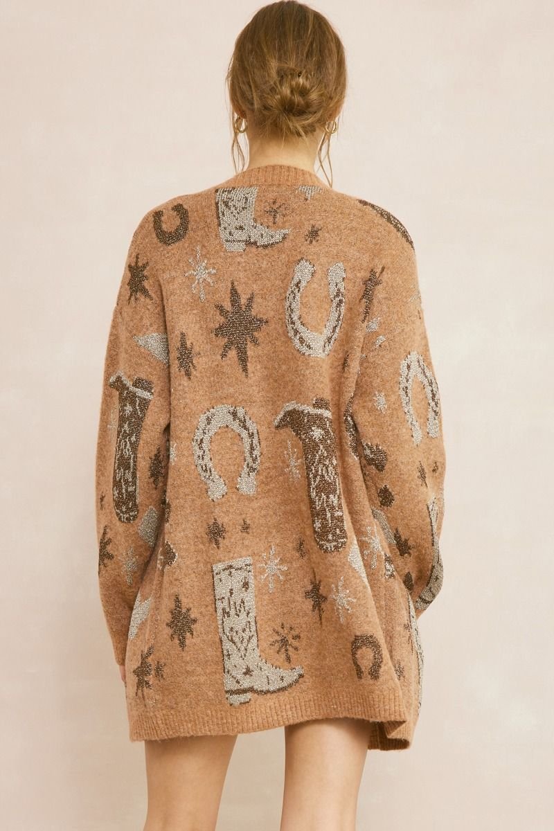 Howdy Texan Cardigan from Raggdoll Boutique featuring playful western-themed design, perfect for trendy coastal style.