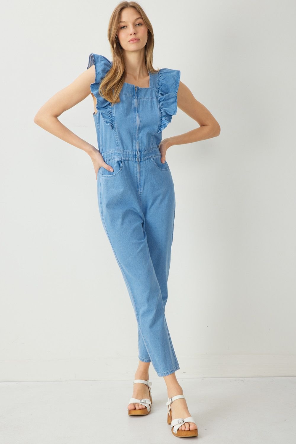 GO GIRL! DENIM JUMPSUIT featured at Raggdoll Boutique, perfect for trendy coastal style and summer outfits Texas.