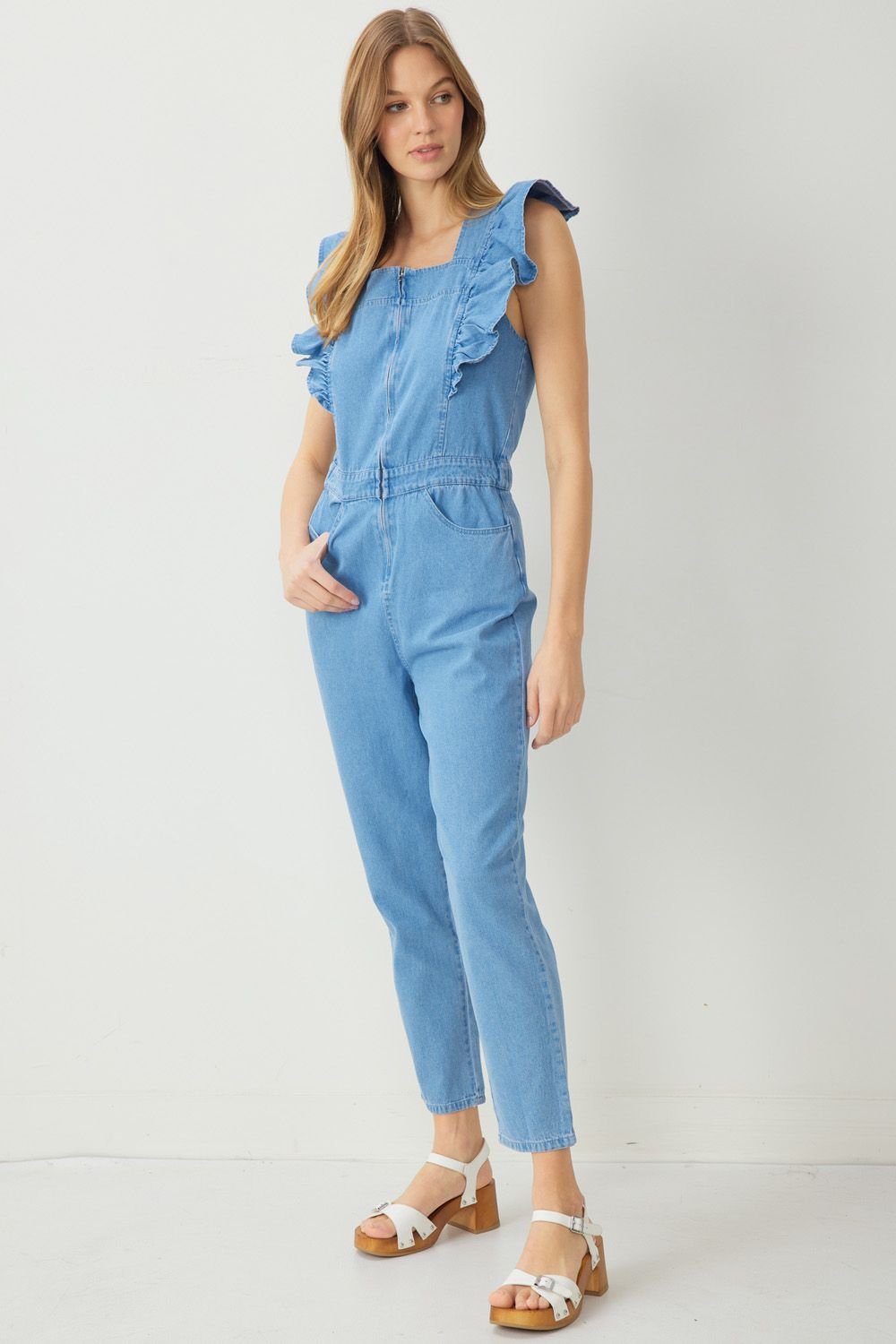 GO GIRL! DENIM JUMPSUIT from Raggdoll Boutique, perfect for trendy coastal style and summer outfits Texas.