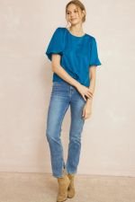 TEAL TOP WITH FRONT DETAIL styled with blue jeans, perfect for summer outfits Texas, from Raggdoll Boutique.