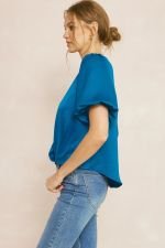 TEAL TOP WITH FRONT DETAIL from Raggdoll Boutique, ideal for trendy coastal style in Port Aransas.