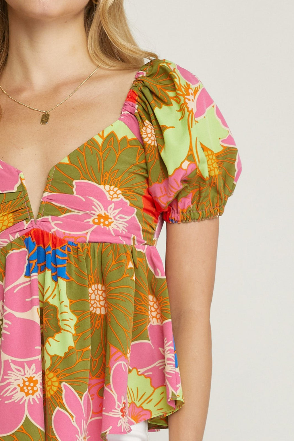 OLIVE, PINK AND LIME TOP from Raggdoll Boutique, perfect for summer outfits and coastal fashion.