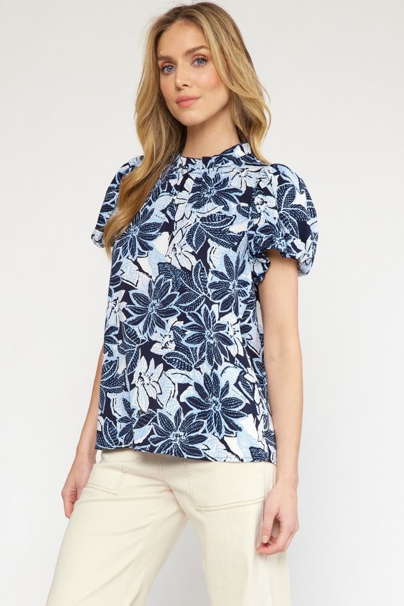Model wearing NAVY, BLUE, WHITE TOP from Raggdoll Boutique, perfect for trendy coastal style and vacation wardrobe.