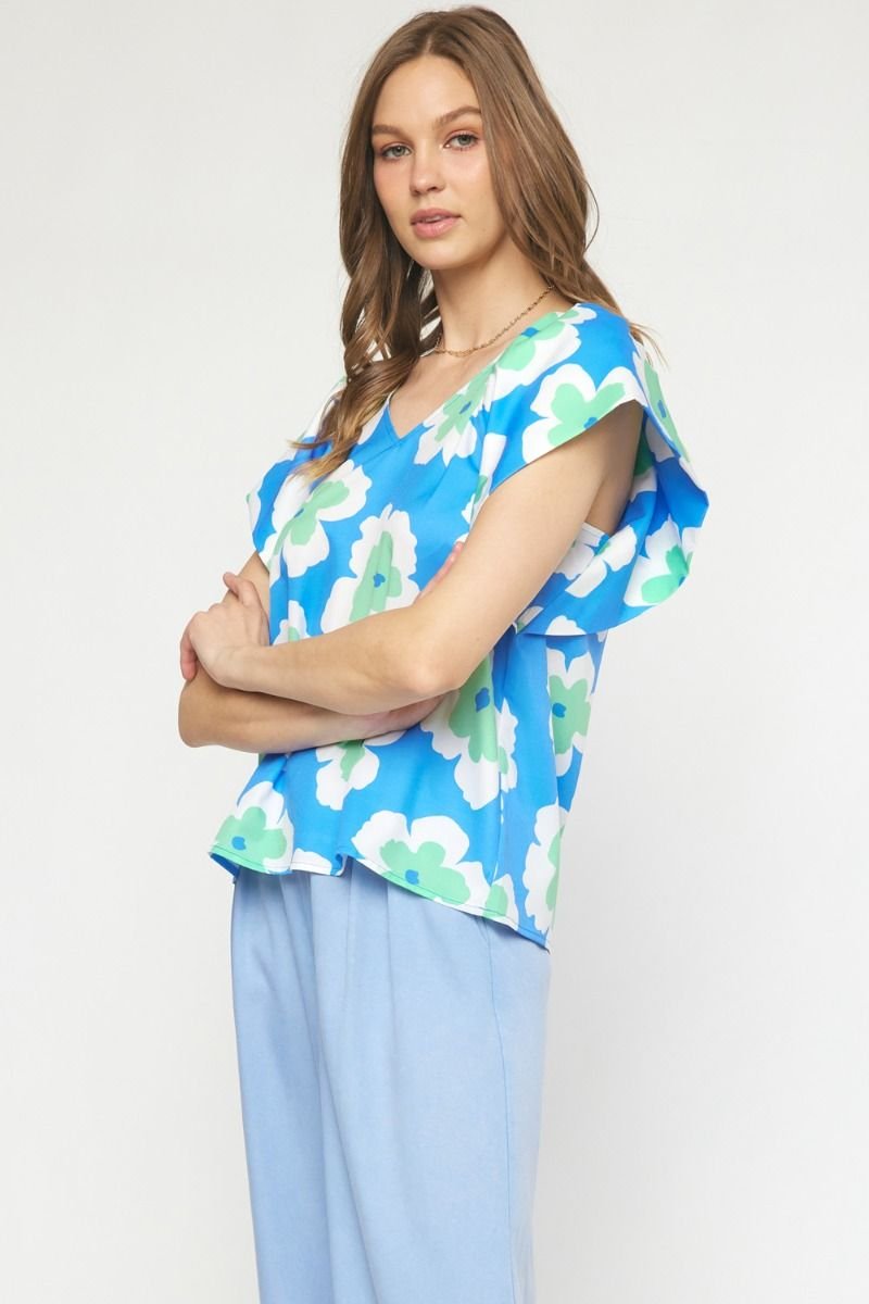 BLUE AND MINT ENTRO TOP from Raggdoll Boutique, perfect for trendy coastal style and summer outfits in Port Aransas.