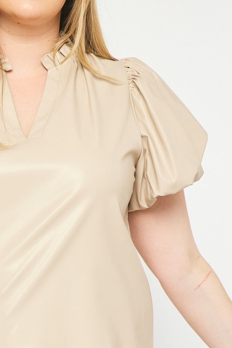 ALMOND PUFF SLEEVE TOP featured at Raggdoll Boutique showcasing trendy coastal style for summer outfits Texas.