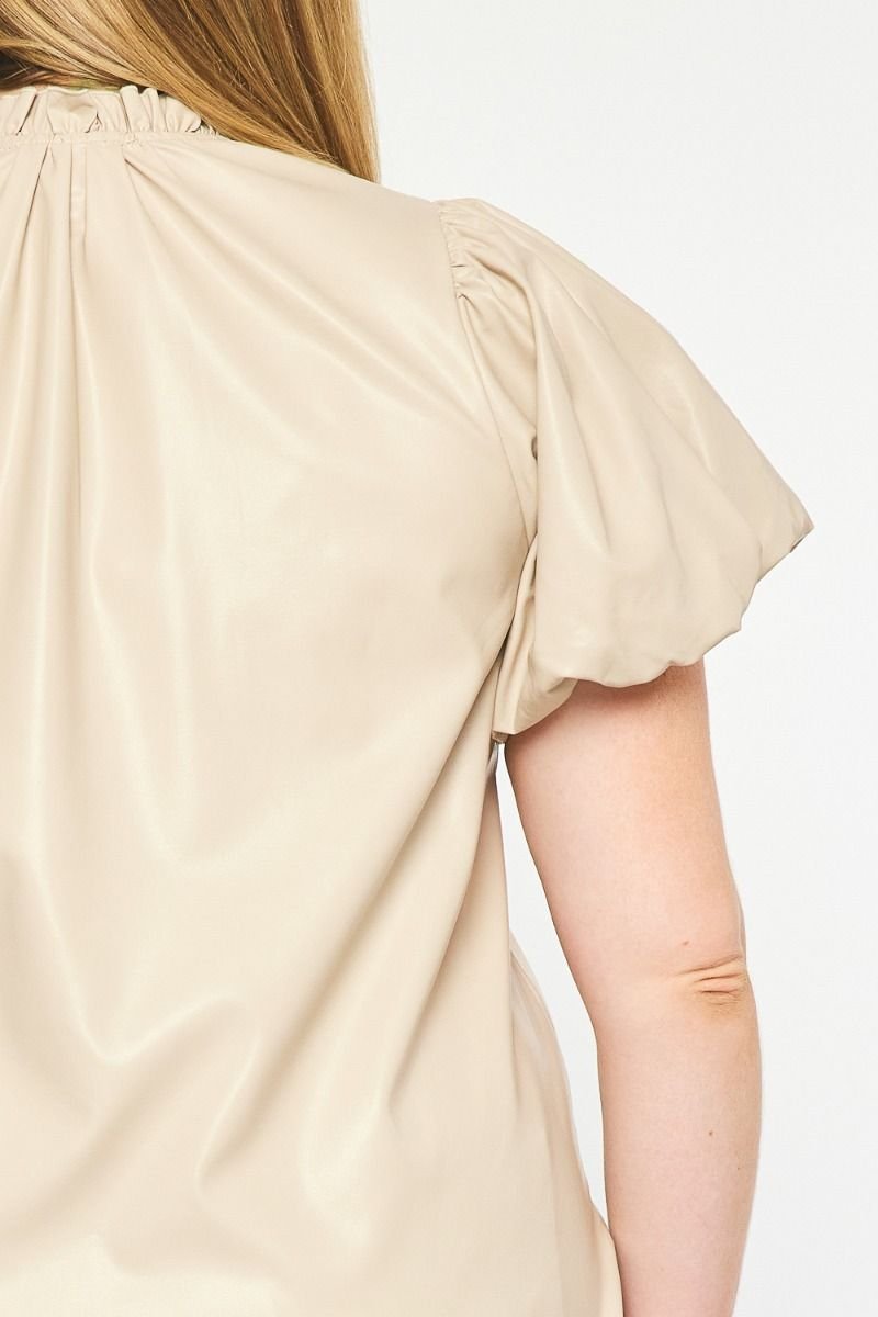 ALMOND PUFF SLEEVE TOP from Raggdoll Boutique, a trendy coastal style for summer outfits in Texas.