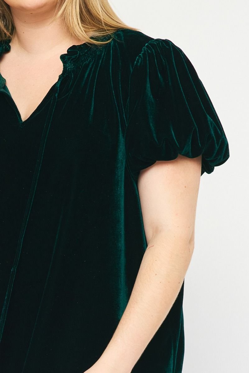 VELVET VIBES PLUS TOP featuring a plush green velvet design, perfect for summer outfits Texas from Raggdoll Boutique.