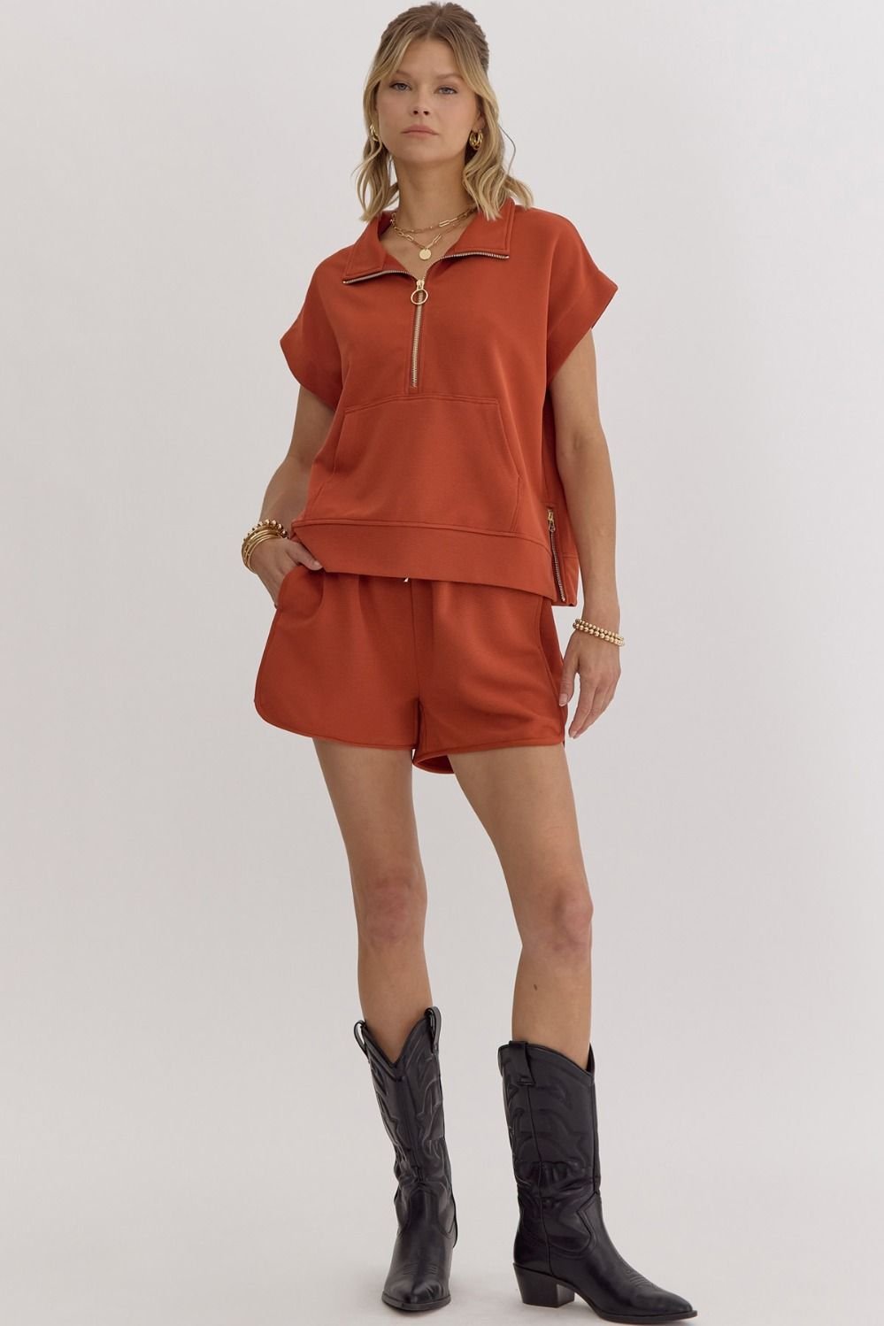 UT Game Day Set featuring stylish orange top and shorts, trendy coastal style from Raggdoll Boutique.