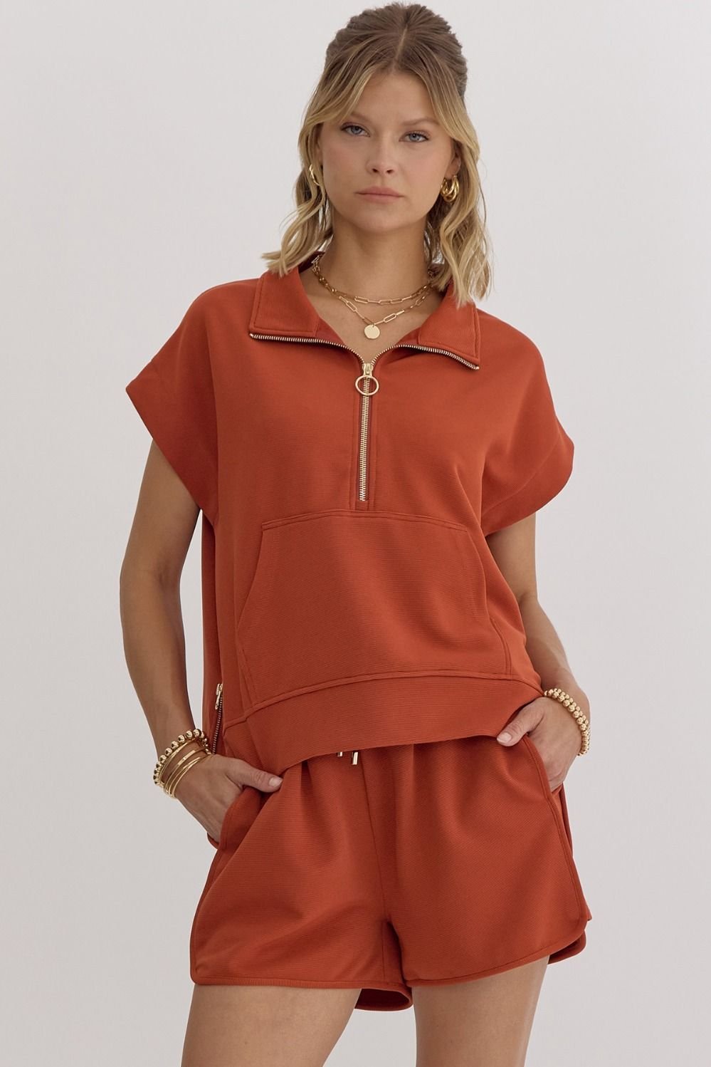 UT Game Day Set in rust color from Raggdoll Boutique, perfect for trendy coastal style and summer outfits Texas.