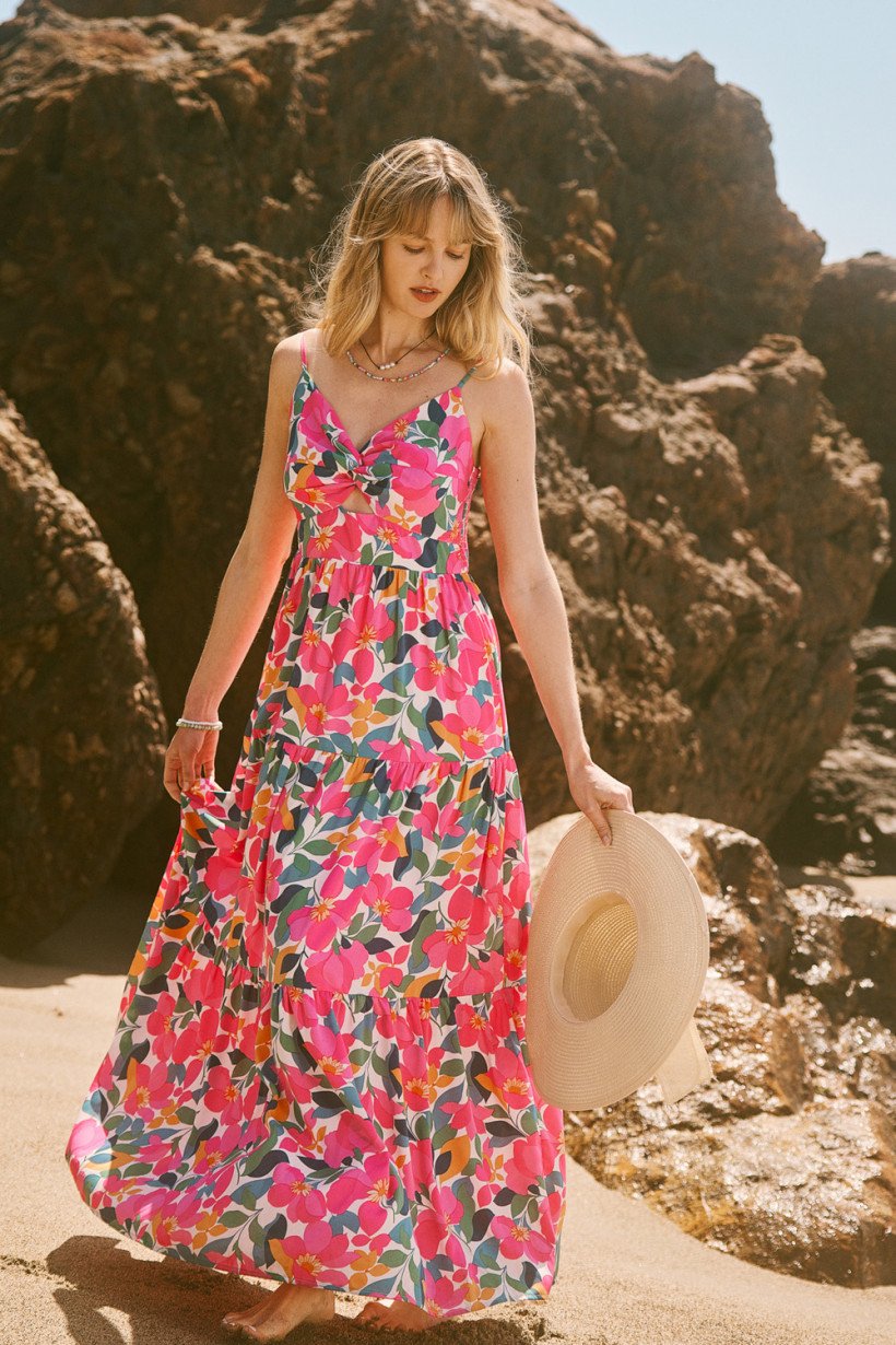 FLIRTY IN FLORAL MIDI DRESS from Raggdoll Boutique, perfect for summer outfits in Port Aransas and coastal fashion.