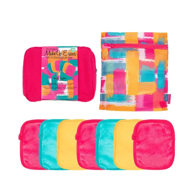 Splash of Color 7-Day Set MakeUp Eraser with colorful cloths for eco-friendly makeup removal, perfect for fashion lovers.