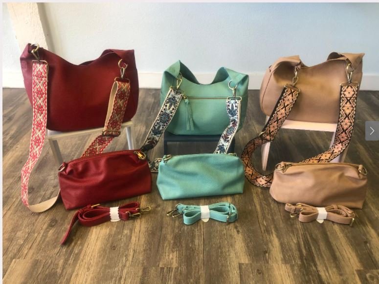 HADLEY HOBO BAG WITH EMBROID GUITAR STRAP collection featuring stylish colors and unique straps.