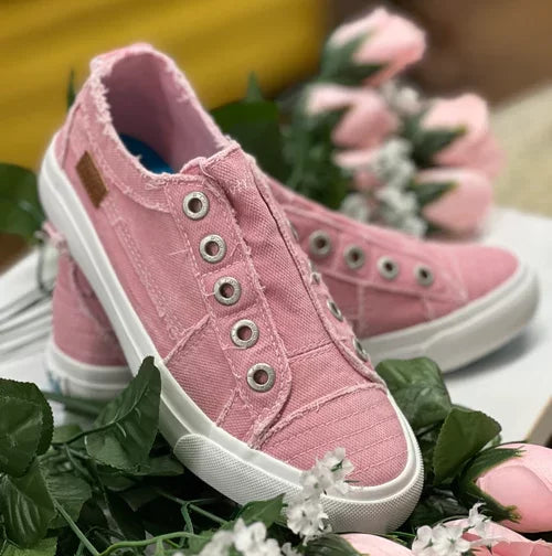 SADIE LIGHT PINK BLOWFISH SNEAKER with slip-on silhouette, perfect for trendy coastal style from Raggdoll Boutique.