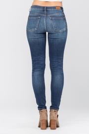 Judy Blue Handsand Resin Skinny Jeans - Medium Wash back view, trendy coastal style from Raggdoll Boutique