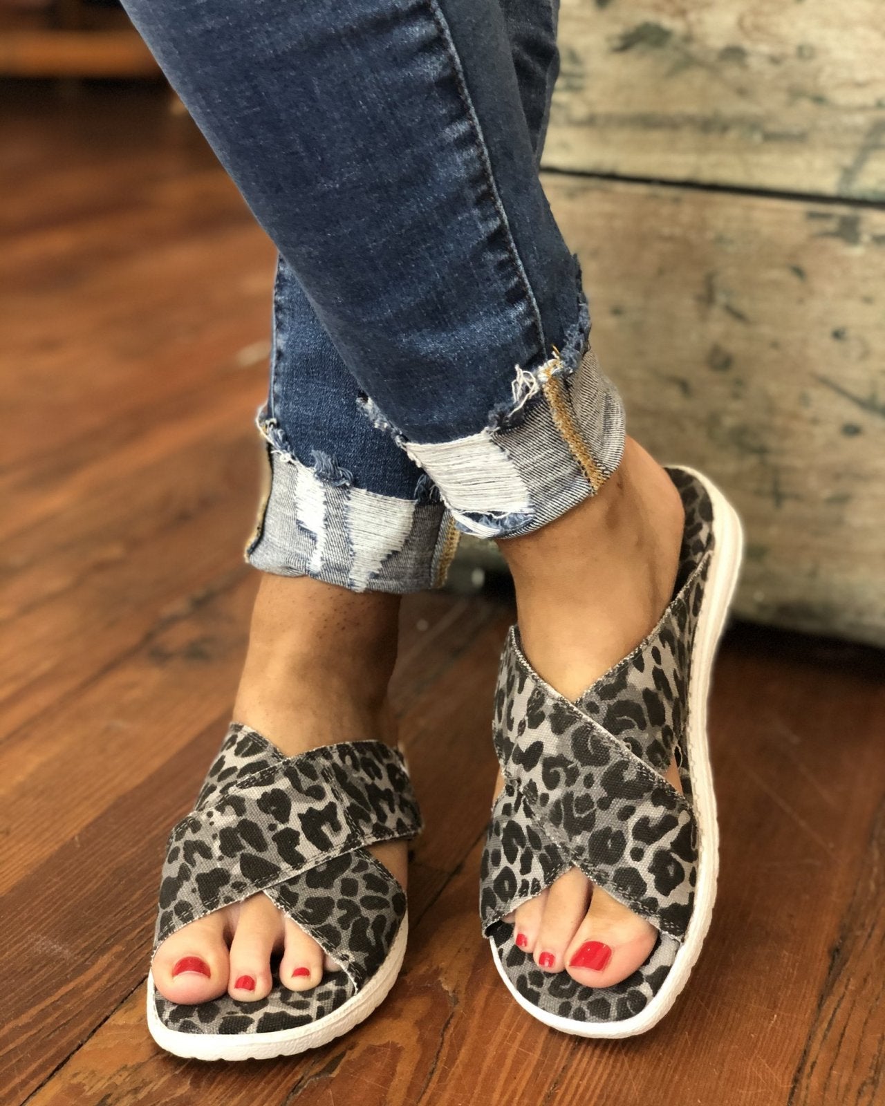 CREAM LEOPARD SLIDE from Raggdoll Boutique, stylish coastal fashion for women in Port Aransas.