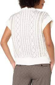 Creme with Camel Zip Sweater Vest