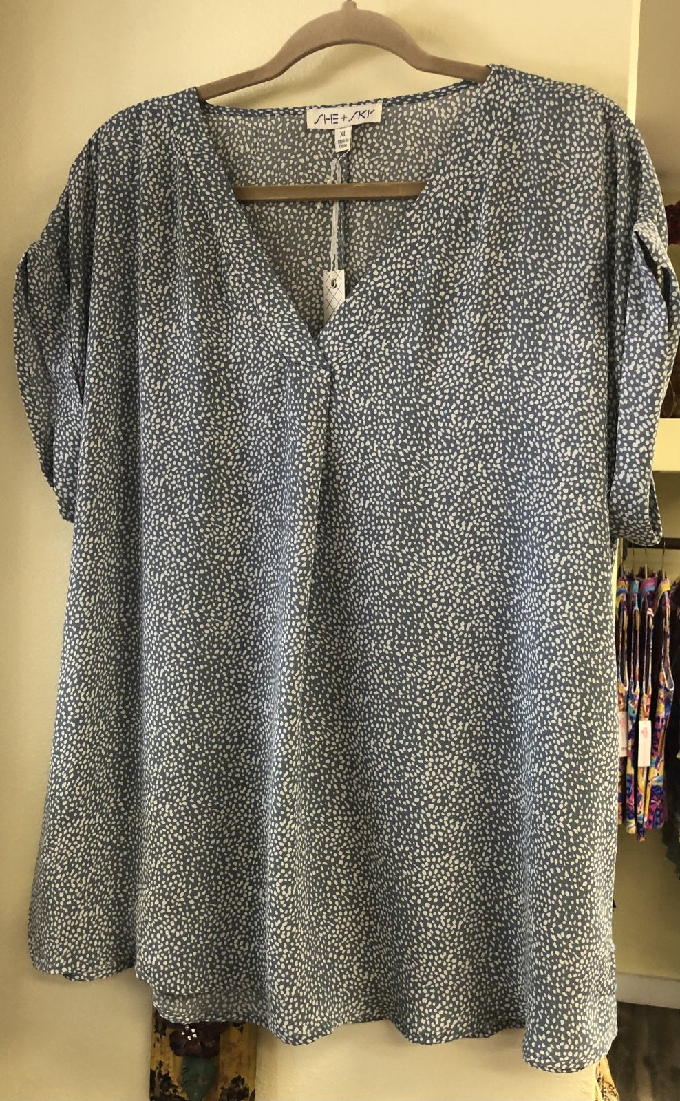 PLUS LIGHT BLUE PRINT TOP from Raggdoll Boutique, perfect for trendy coastal style and summer outfits Texas.