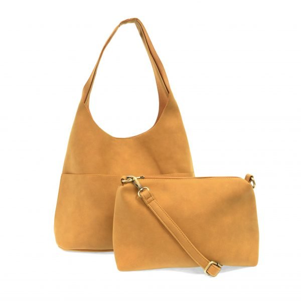 Faux Suede Hobo Handbag in tan with detachable insert bag, perfect for stylish summer outfits Texas.