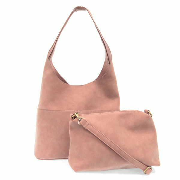 Faux Suede Hobo Handbag with detachable insert, perfect for trendy coastal style from Raggdoll Boutique.