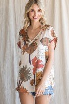 CREAM/BLACK FLORAL PRINT SHORT SLEEVE from Raggdoll Boutique, stylish summer outfit for coastal fashion.