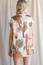 CREAM/BLACK FLORAL PRINT SHORT SLEEVE from Raggdoll Boutique, perfect for summer outfits Texas and vacation wardrobe.