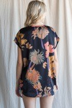 BLACK SATIN PRINT TOP from Raggdoll Boutique, perfect for trendy coastal style and summer outfits in Texas.