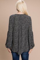 Back view of DITSY FLORAL PRINT TOP W/BUBBLE SLEEVES from Raggdoll Boutique, perfect for vacation wardrobe.