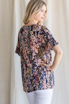 Navy/peach watercolor mix print top, lightweight and unlined, perfect for summer outfits Texas from Raggdoll Boutique.