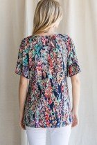 NAVY/PEACH WATERCOLOR MIX PRINT TOP from Raggdoll Boutique, trendy coastal style women’s clothing.