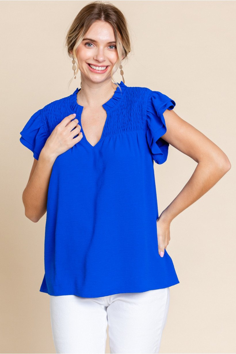 Royal Smocked Top from Raggdoll Boutique, perfect for trendy coastal style and summer outfits Texas.