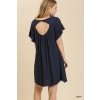 Stylish navy dress with cut out back, perfect for coastal boutique clothing and tropical vacations from Port Aransas boutique.