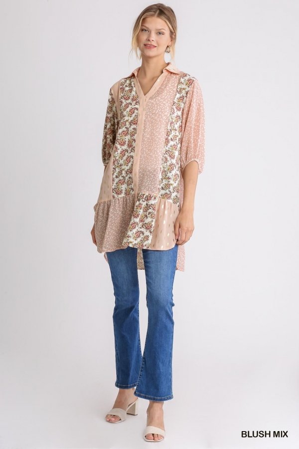 Sheer Blush Mix Print Tunic Dress from Raggdoll Boutique, a trendy coastal style for summer outfits in Texas.