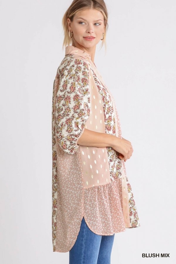 SHEER BLUSH MIX PRINT TUNIC DRESS at Raggdoll Boutique, a trendy coastal fashion boutique in Port Aransas.