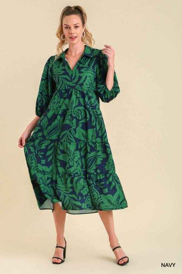 Timeless Navy and Green Dress from Raggdoll Boutique, perfect for summer outfits Texas and trendy coastal style.