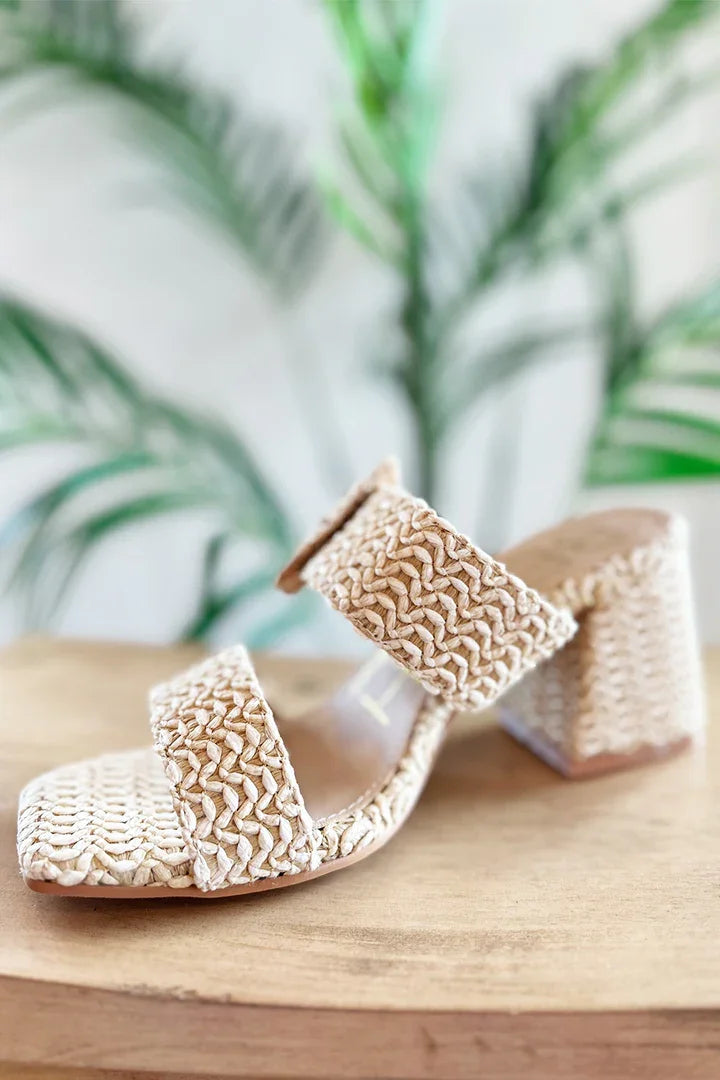 LUCY NATURAL (BEACH by MATISSE) trendy block heel sandals with raffia design, perfect for summer outfits Texas.