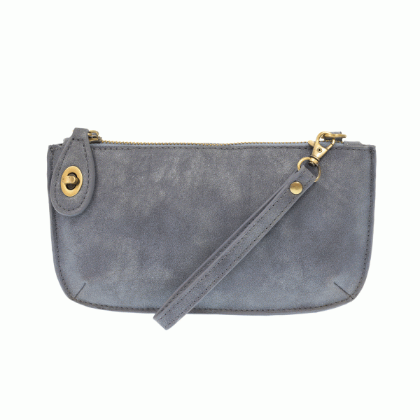 Lux Crossbody Wristlet Clutch in brushed grey finish from Raggdoll Boutique, ideal for trendy coastal style and summer outfits Texas.