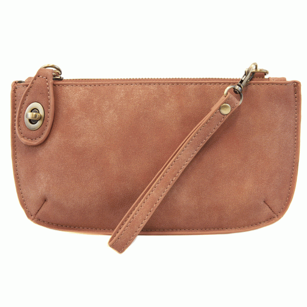 Lux Crossbody Wristlet Clutch in a brushed finish from Raggdoll Boutique, ideal for trendy coastal style.