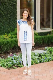 THE MARLA TOP featuring coastal style from Raggdoll Boutique, perfect for summer outfits in Texas.