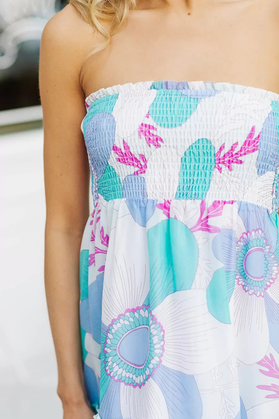 MIA RAE SKIRT/DRESS/COVER-UP from Raggdoll Boutique showcases vibrant floral design perfect for summer outfits Texas.