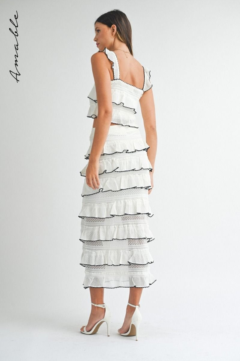 Back view of Summer Romance Midi Dress from Raggdoll Boutique, perfect for coastal fashion and summer outfits in Port Aransas.