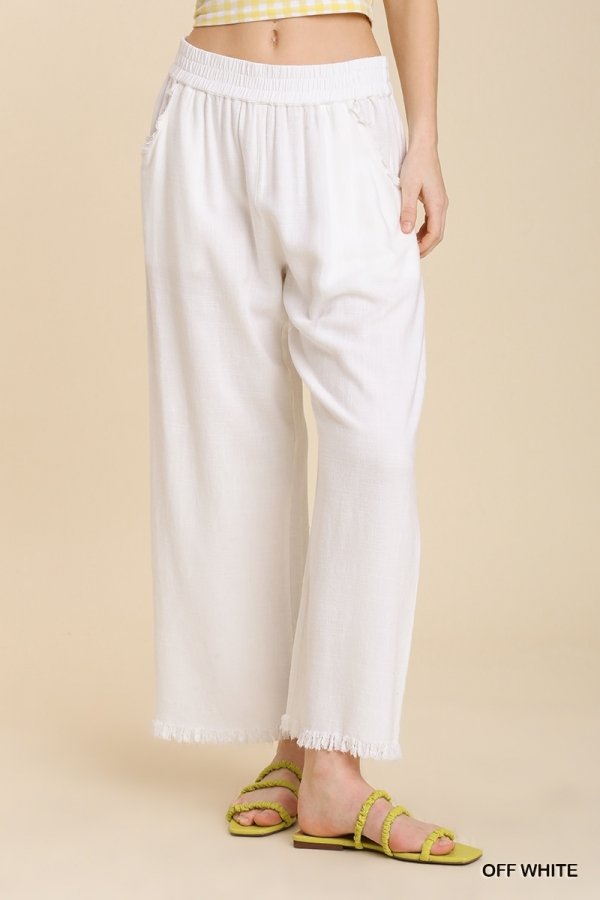 WHITE FRAYED HEM PANT from Raggdoll Boutique, perfect for a trendy coastal style at vacation wardrobes.