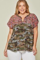 PLUS CAMO SAVANNAH JANE TOP featuring camo design with embroidery, trendy summer outfit from Raggdoll Boutique.