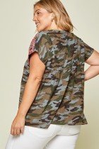 PLUS CAMO SAVANNAH JANE TOP showcasing camo design and beautiful embroidery details, perfect for summer outfits Texas.