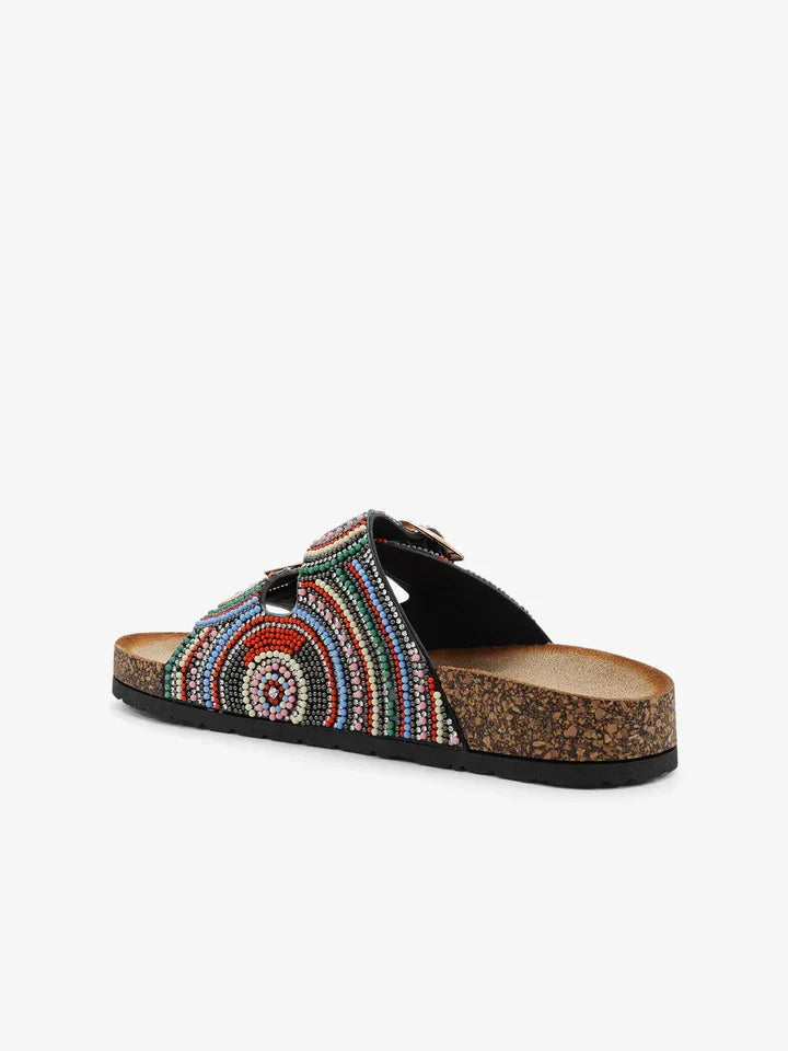 Black multi bead slide from a coastal boutique, perfect for beach dresses, stylish tops, and tropical vacations.