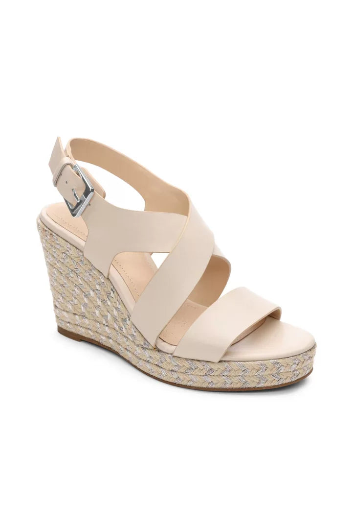 Liverpool Leather Ecru Wedge Sandal from Raggdoll Boutique, perfect for summer outfits and coastal fashion in Port Aransas.