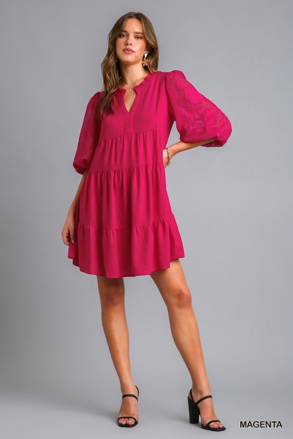 Model wearing MAGENTA DREAM DRESS from Raggdoll Boutique, perfect for trendy coastal style and summer outfits Texas.