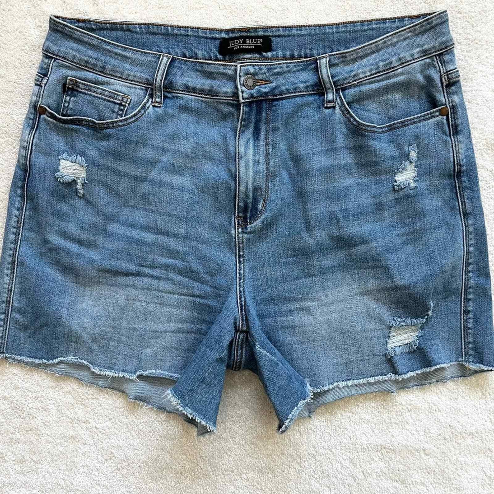 JUDY BLUE PLUS HI WAIST DISTRESSED SHORTS from Raggdoll Boutique, trendy coastal style for summer outfits.