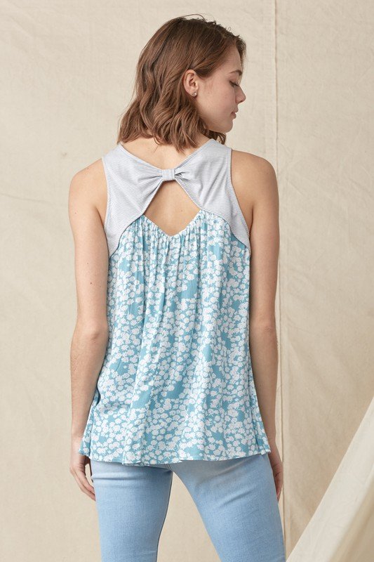 Lovely sea foam top with open back detail showcasing a trendy coastal style from Raggdoll Boutique.
