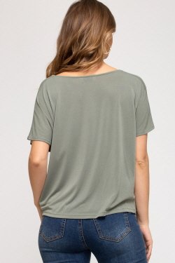 Back view of the PERFECT T IN OLIVE from Raggdoll Boutique, ideal for trendy coastal style and summer outfits.