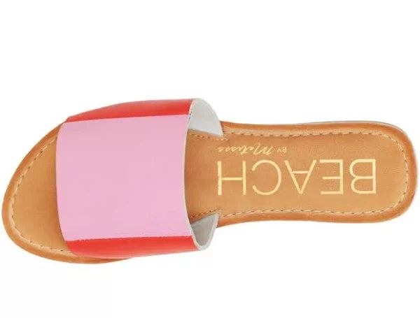 Bonfire Pink and Orange Leather Sandal from Raggdoll Boutique, perfect for trendy coastal style.